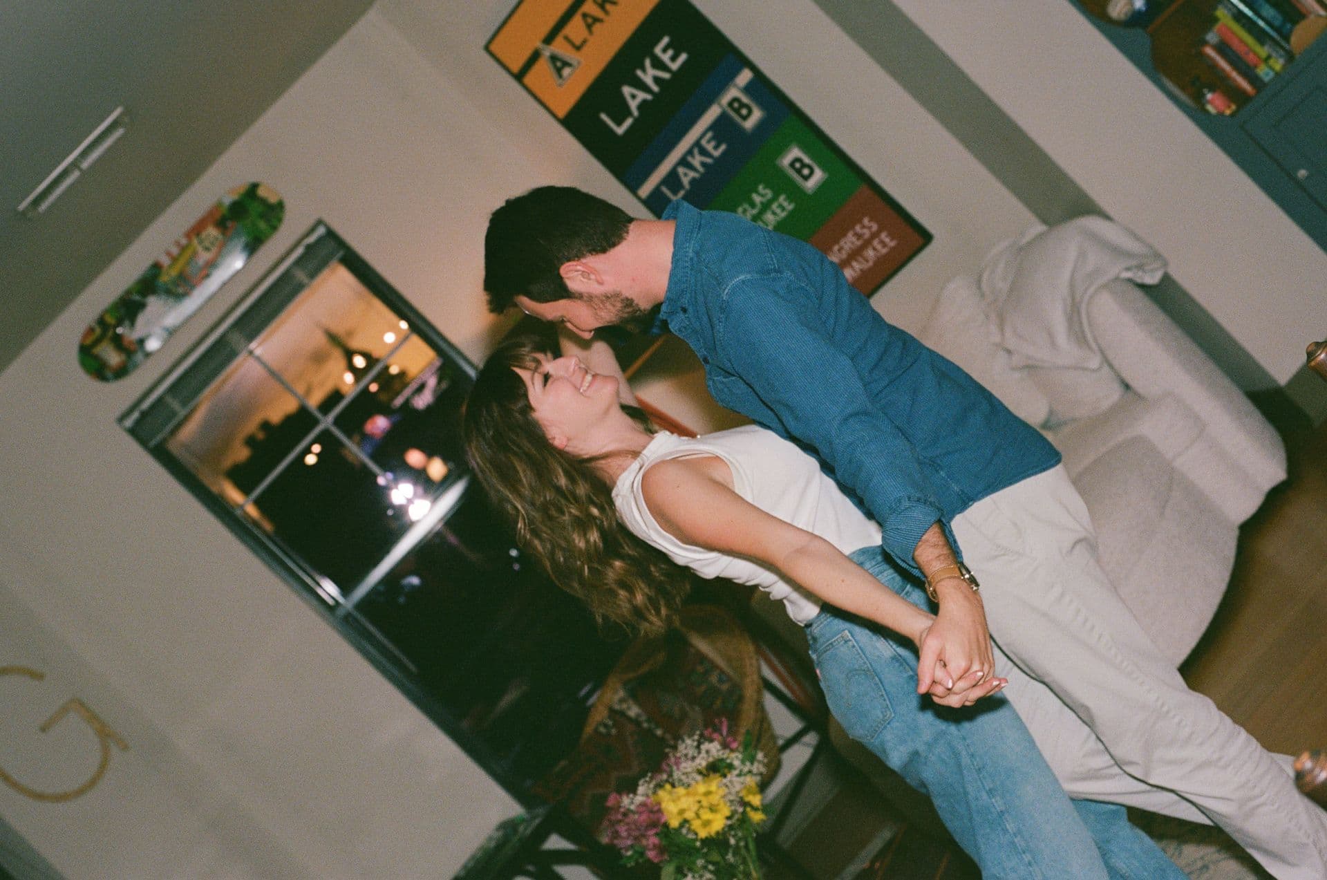 Stone and Gina Embrace